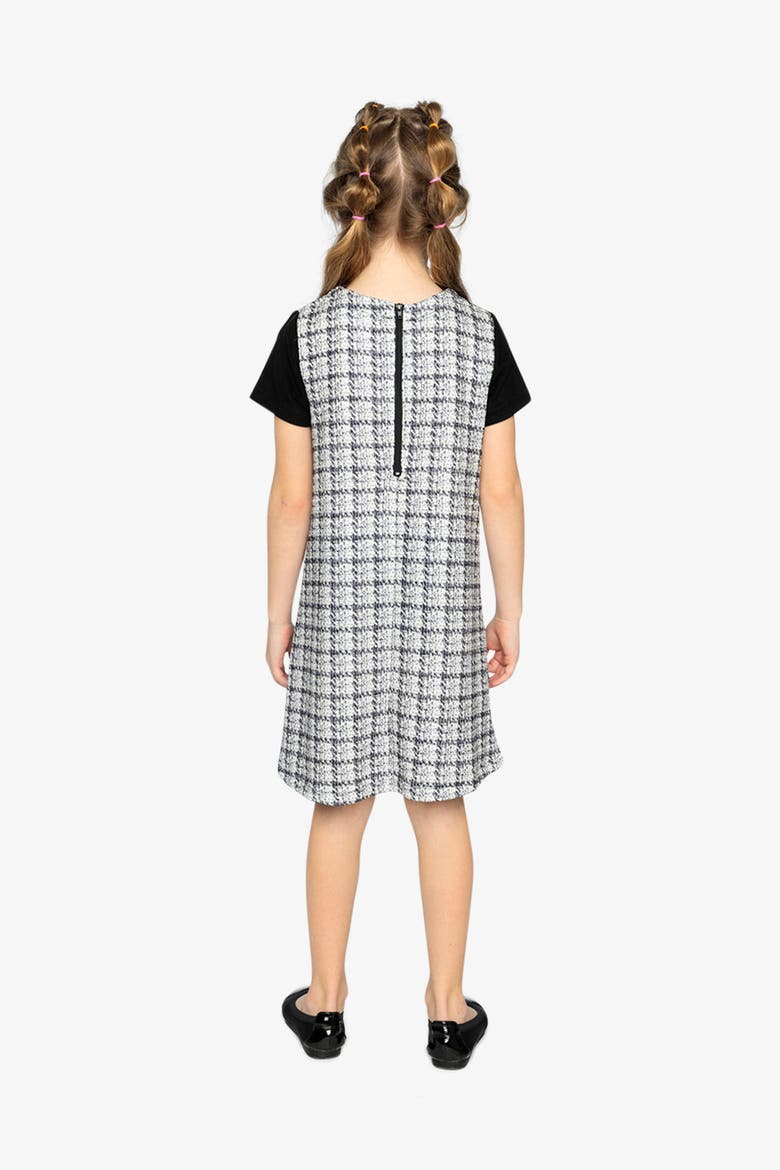 Plaid Milano Jacquard Sleeveless A-Line Knitwear Dress, Alternate, color, Black and White Knitwear