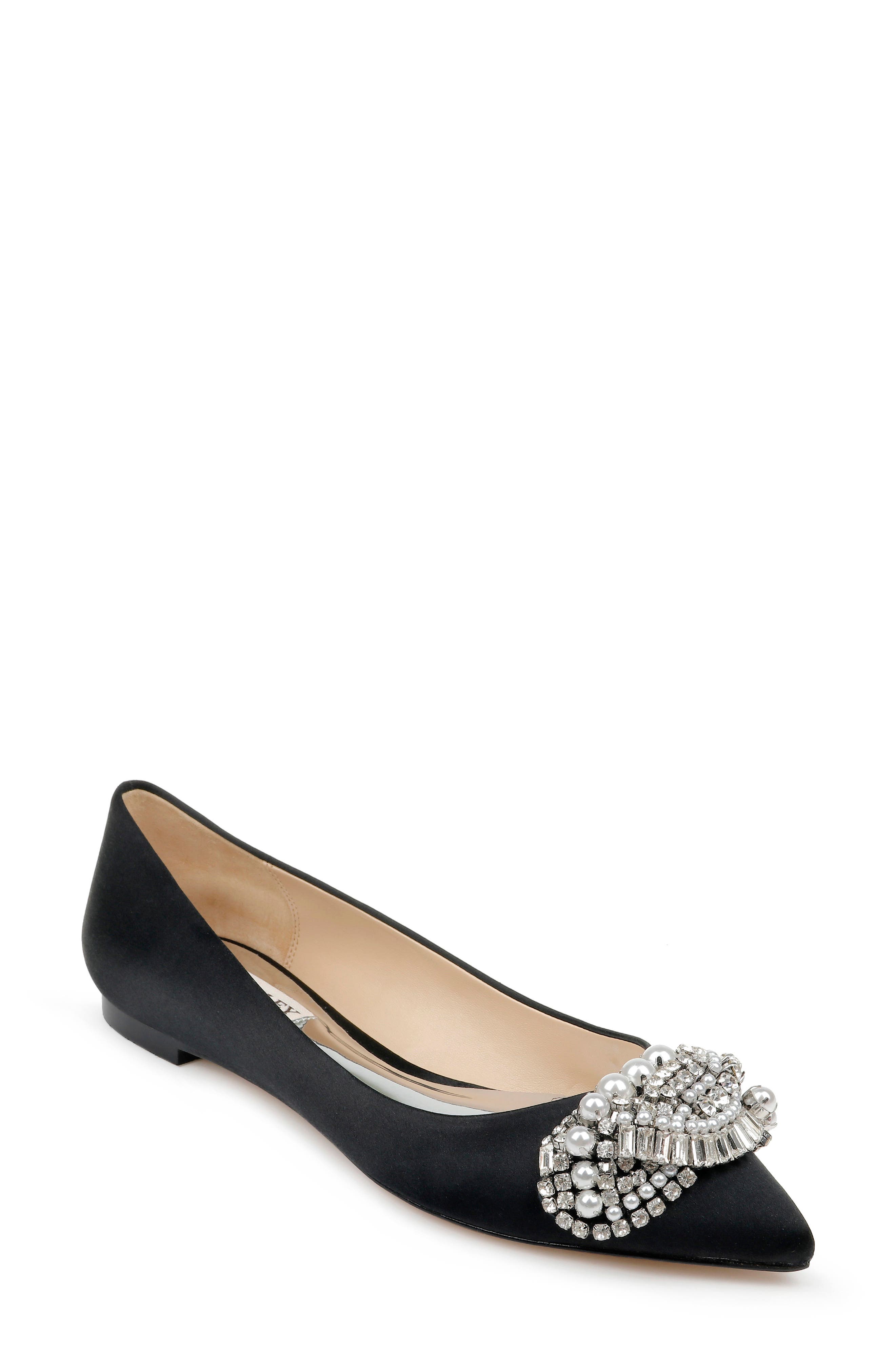 Badgley Mischka Collection Badgley Mischka Octavia Crystal Embellished Skimmer Flat, Main, color, 