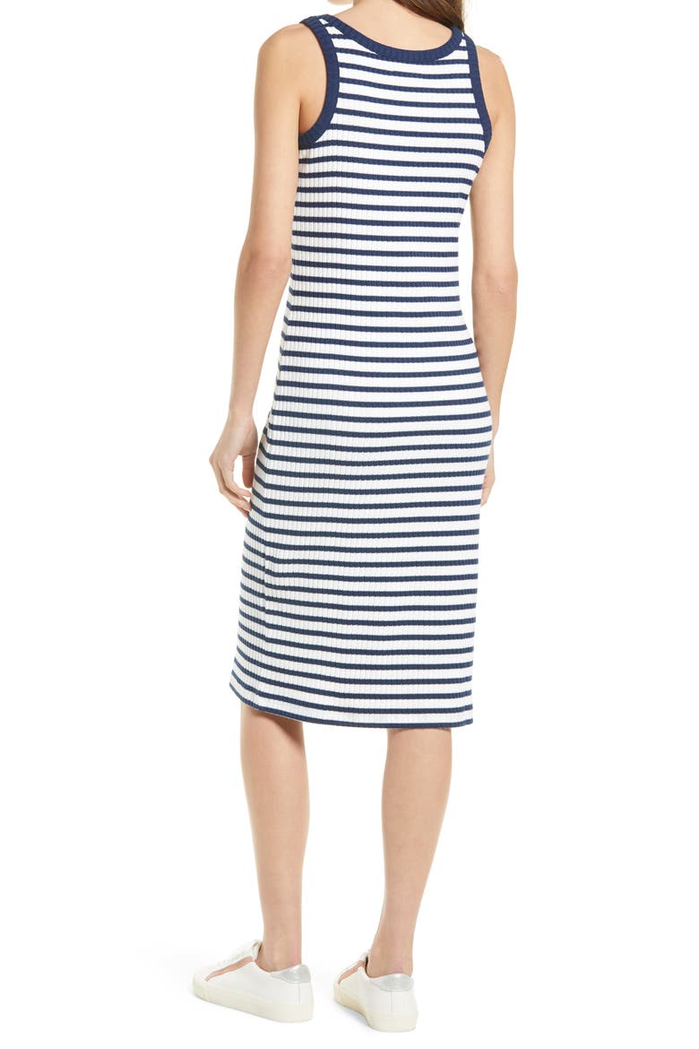 Stripe Ribbed Midi Tank Dress, Alternate, color, BENGALI INDIGO