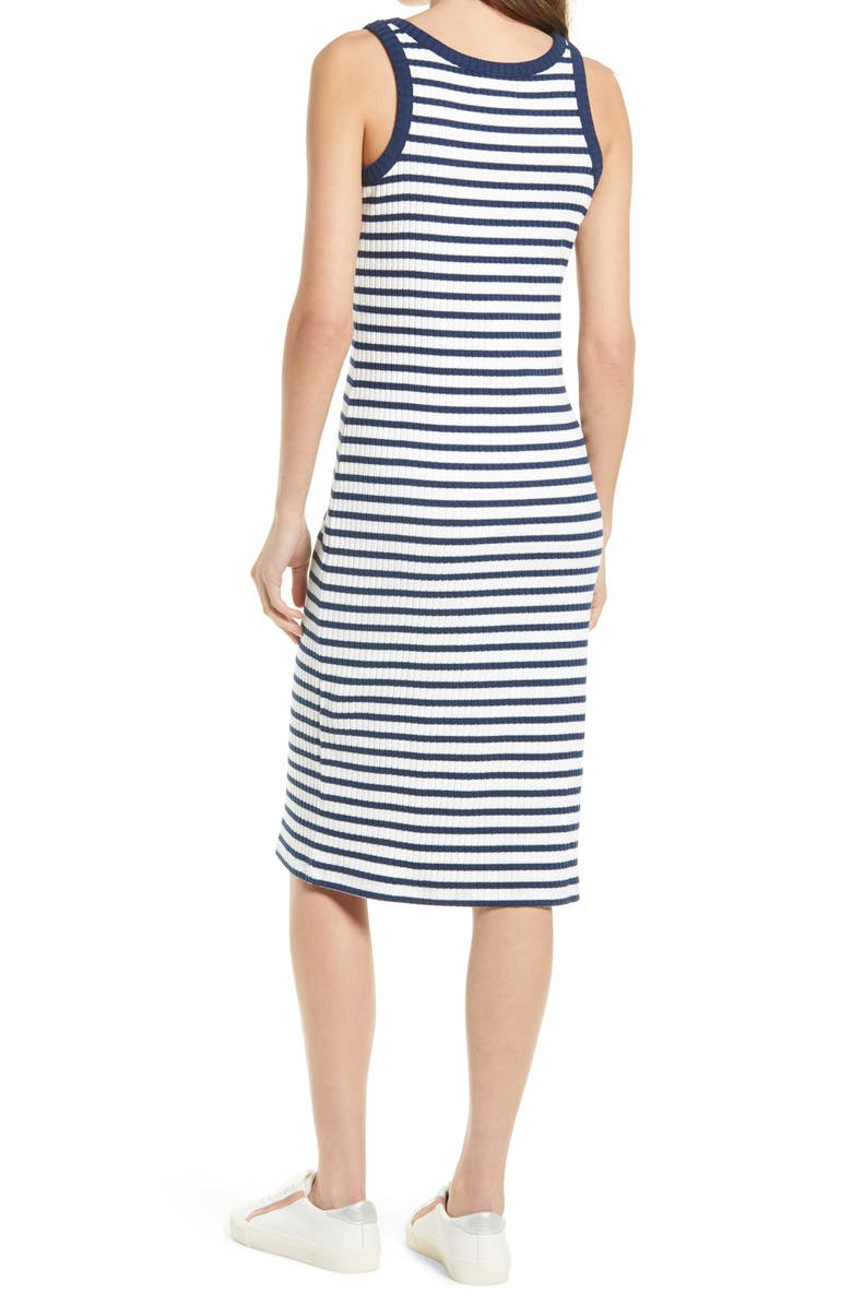 Madewell Stripe Ribbed Midi Tank Dress, Alternate, color, 