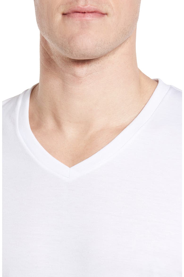 4-Pack Trim Fit Supima® Cotton V-Neck T-Shirts, Alternate, color, WHITE