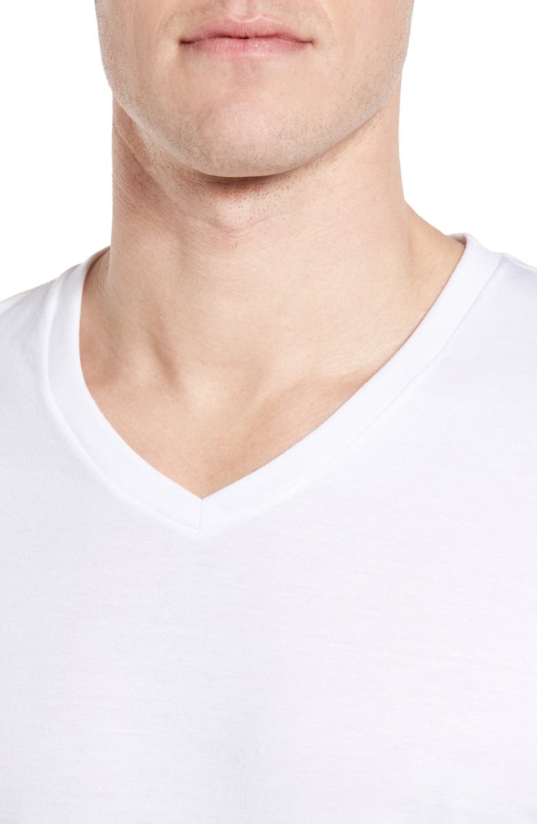 Nordstrom 4-Pack Trim Fit Supima<sup>®</sup> Cotton V-Neck T-Shirts, Alternate, color, White