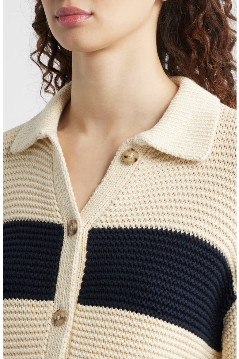 Stripe Knit Cardigan, Alternate, color, CREAM/ NAVY
