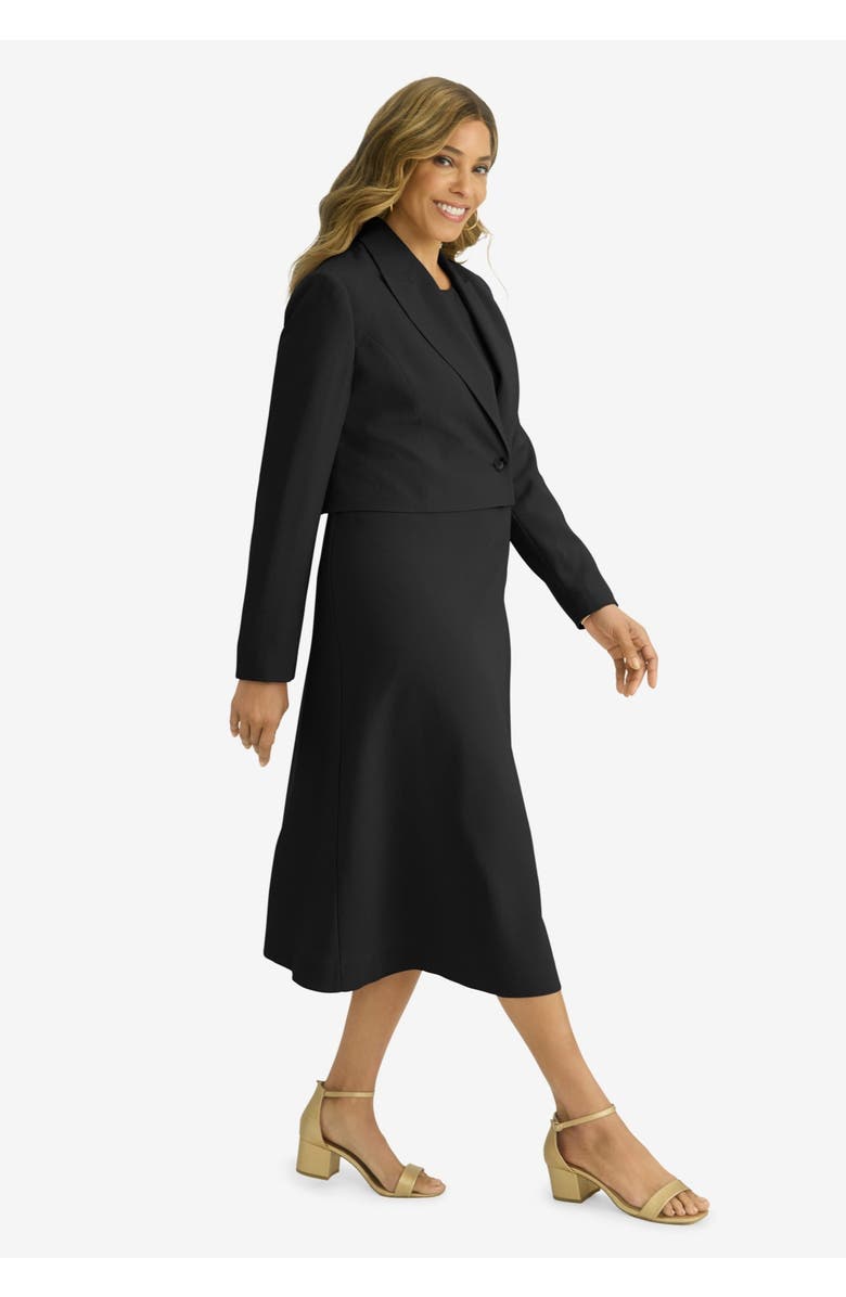 Jessica London Cropped Jacket Dress, Alternate, color, Black