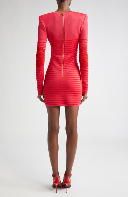 Balmain Two-tone Long Sleeve Knit Minidress