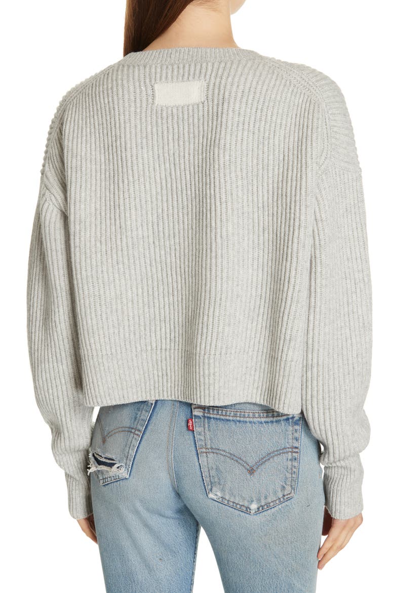 Wool & Cashmere Crop Sweater, Alternate, color, HEATHER GREY