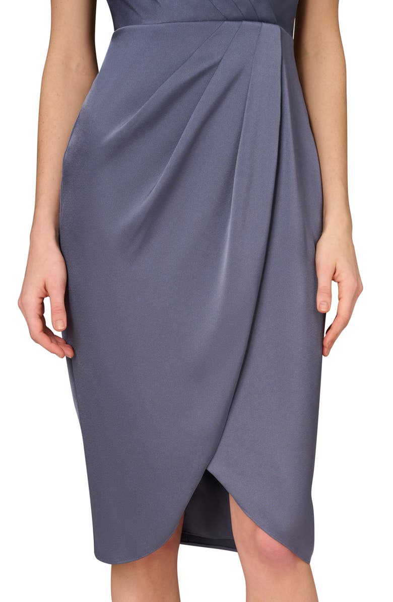 Aidan Mattox by Adrianna Papell Pleat Front Crepe Back Satin Cocktail Dress, Alternate, color, 