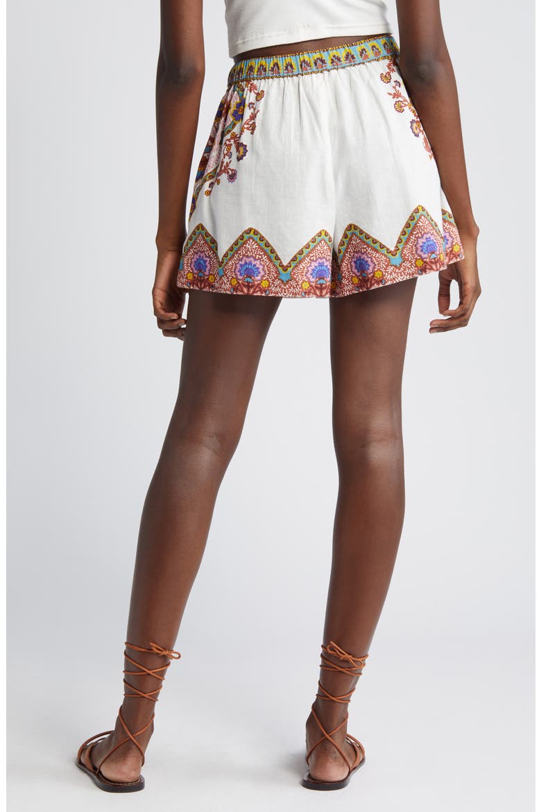 Malcom Placed Print Cotton & Linen Shorts, Alternate, color, LAGOS PRINT