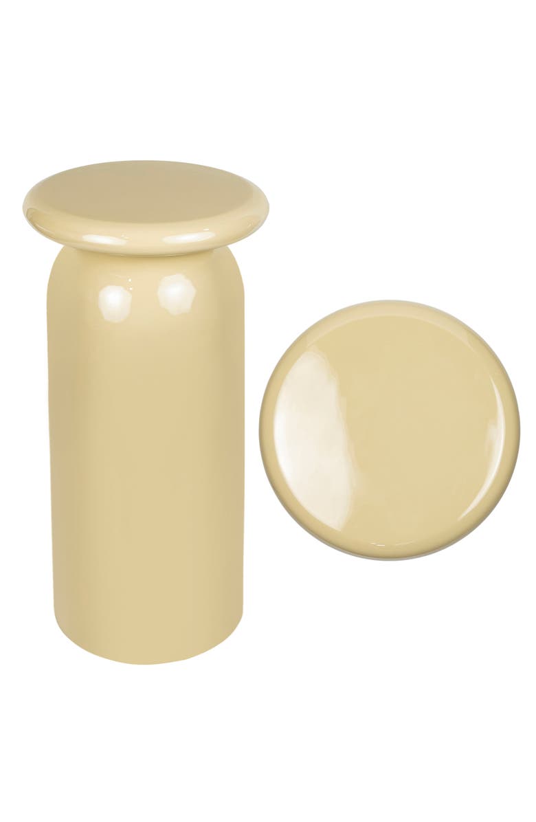 JONATHAN Y Miles 22.75" Mid-Century Modern Metal Sleek Cylinder Drink Table and Decorative End Table, Main, color, Almond