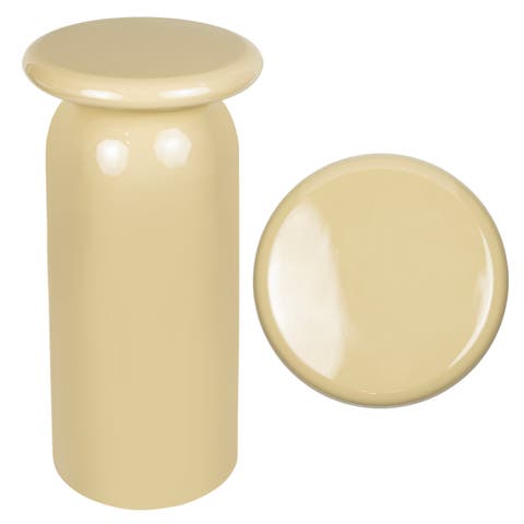 Miles 22.75" Mid-Century Modern Metal Sleek Cylinder Drink Table and Decorative End Table