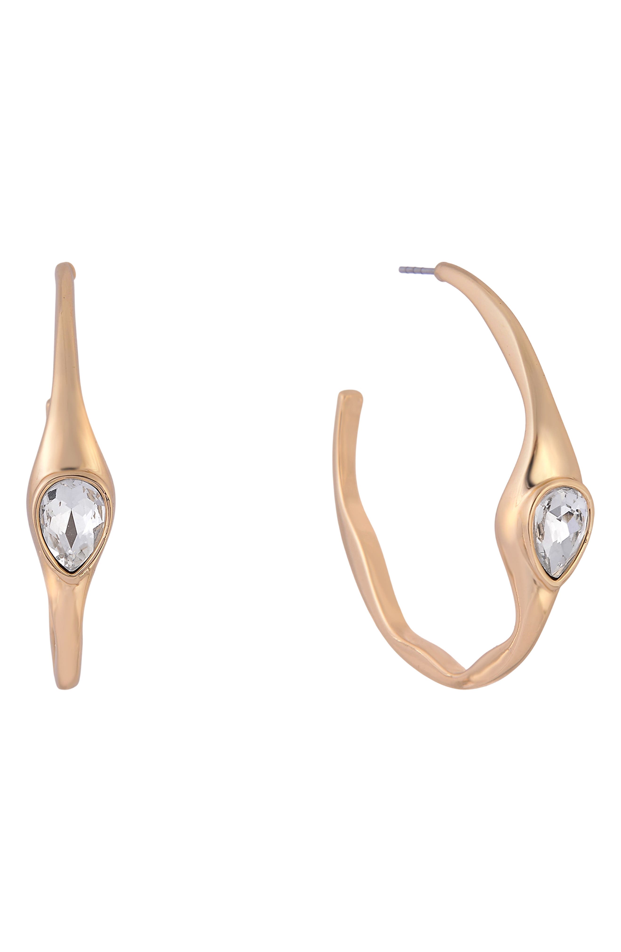 Laundry by Shelli Segal Crystal Teardrop Hoop Earrings