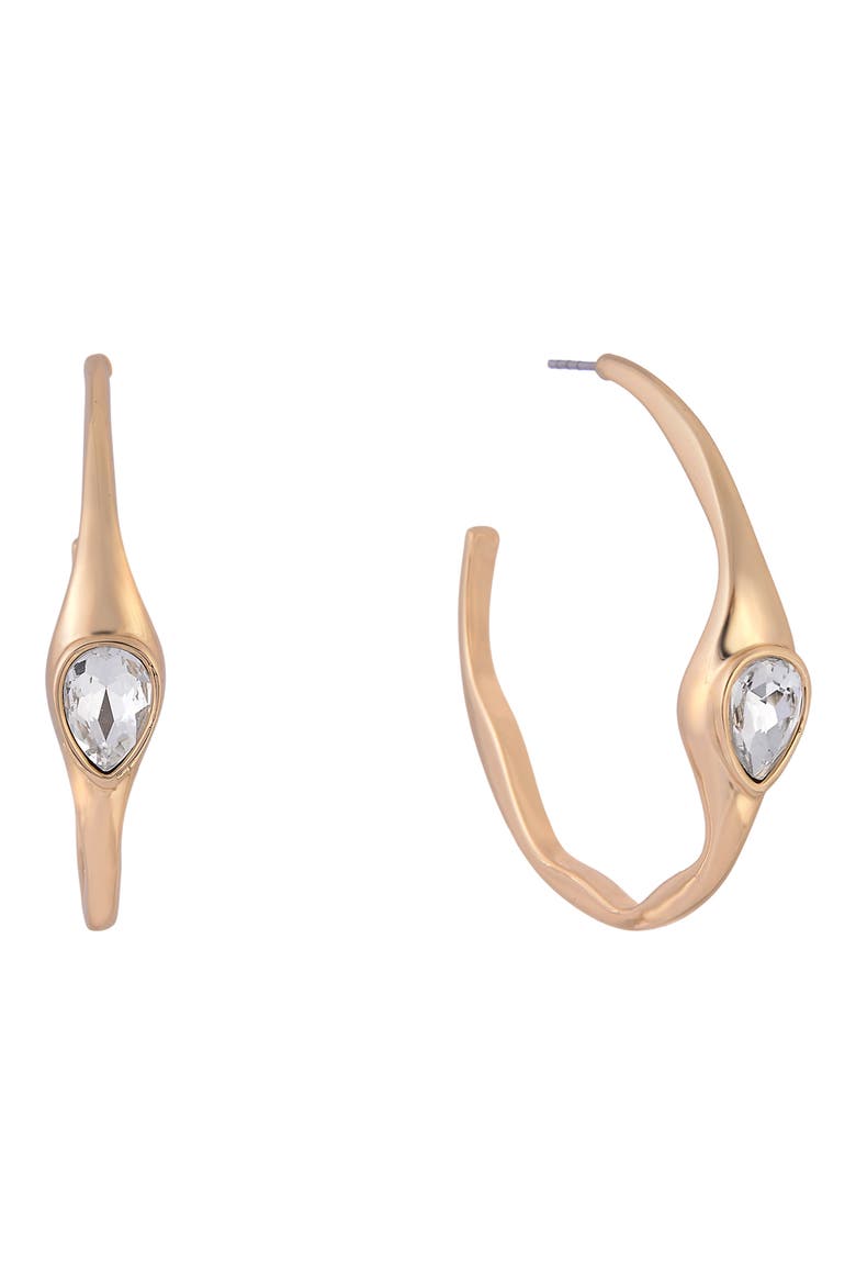Crystal Teardrop Hoop Earrings, Main, color, GOLD