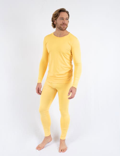Leveret Solid Thermal Pajama Set In Yellow