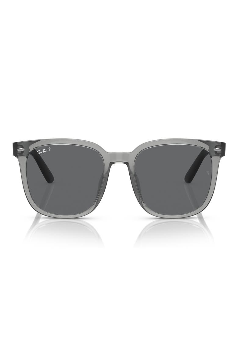 55mm Polarized Square Sunglasses, Main, color, TRANSPARENT GREY