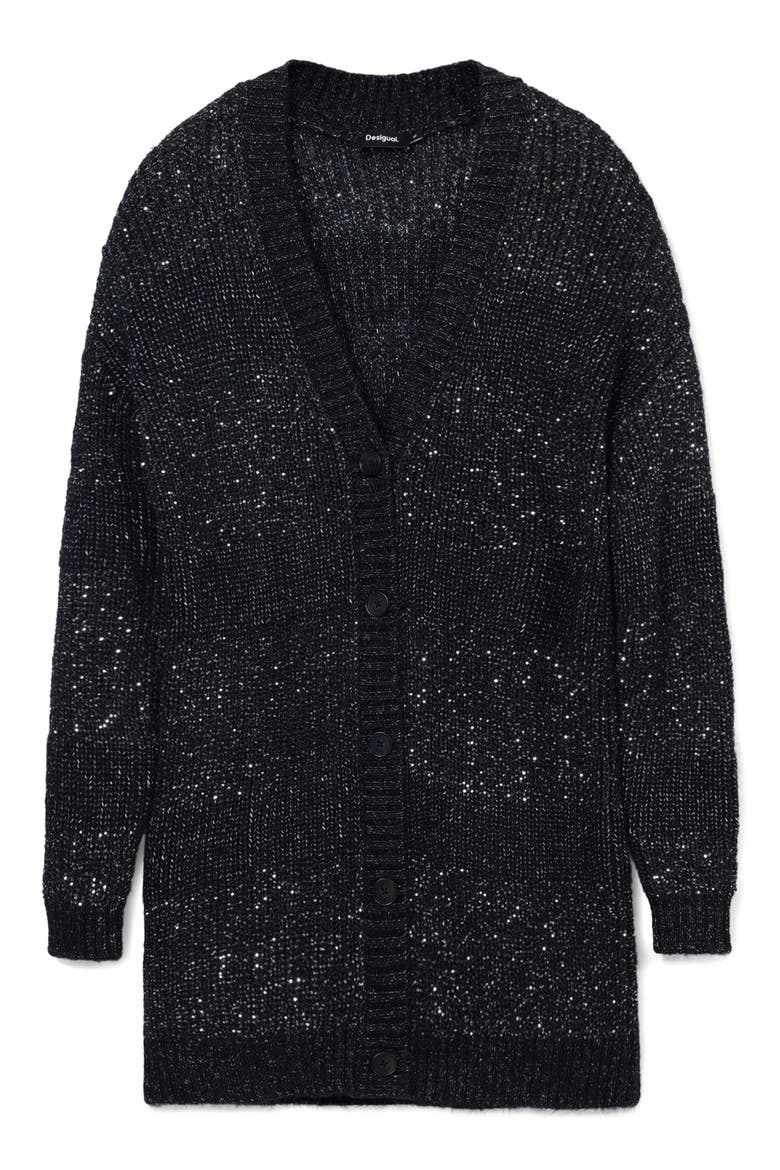 Fredericton Sequin Cardigan, Alternate, color, BLACK