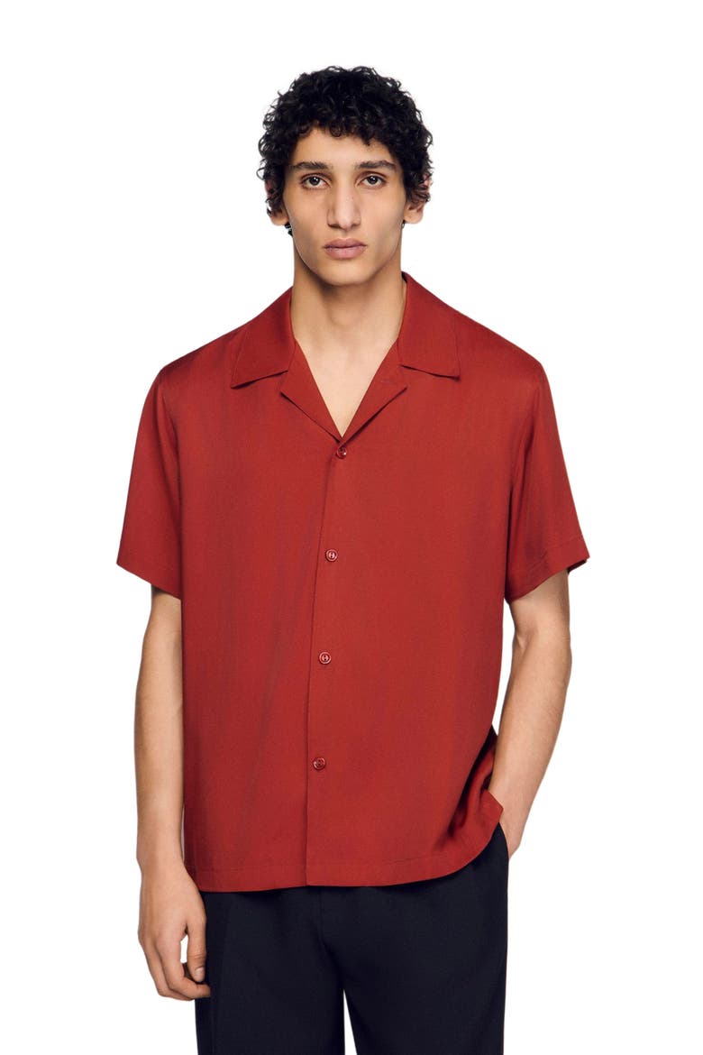 Loose-fit shark collar shirt, Main, color, Terracotta