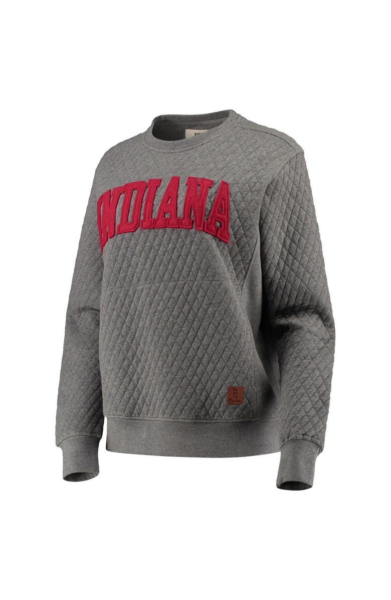 PRESSBOX Women's Pressbox Heather Charcoal Indiana Hoosiers Moose Quilted Pullover Sweatshirt, Alternate, color, Heather Gray