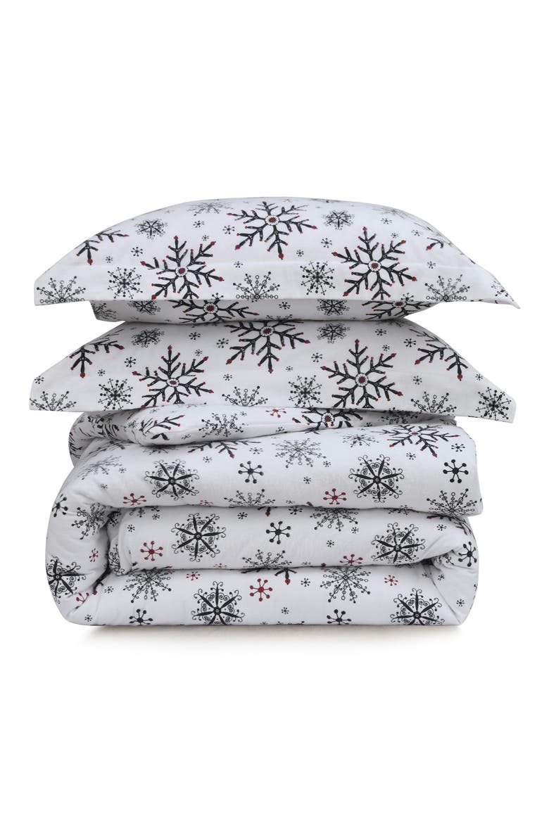 Let It Snow Cotton Flannel Sheet Set, Main, color, DARK BLUE