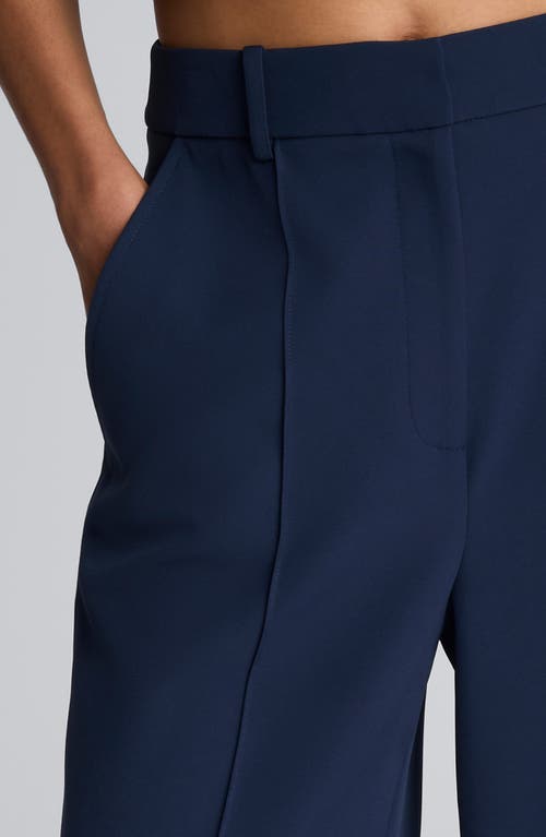 Kenneth Cole Luxe Twill Fly Front High Rise Pintuck Culotte Pant In Blue