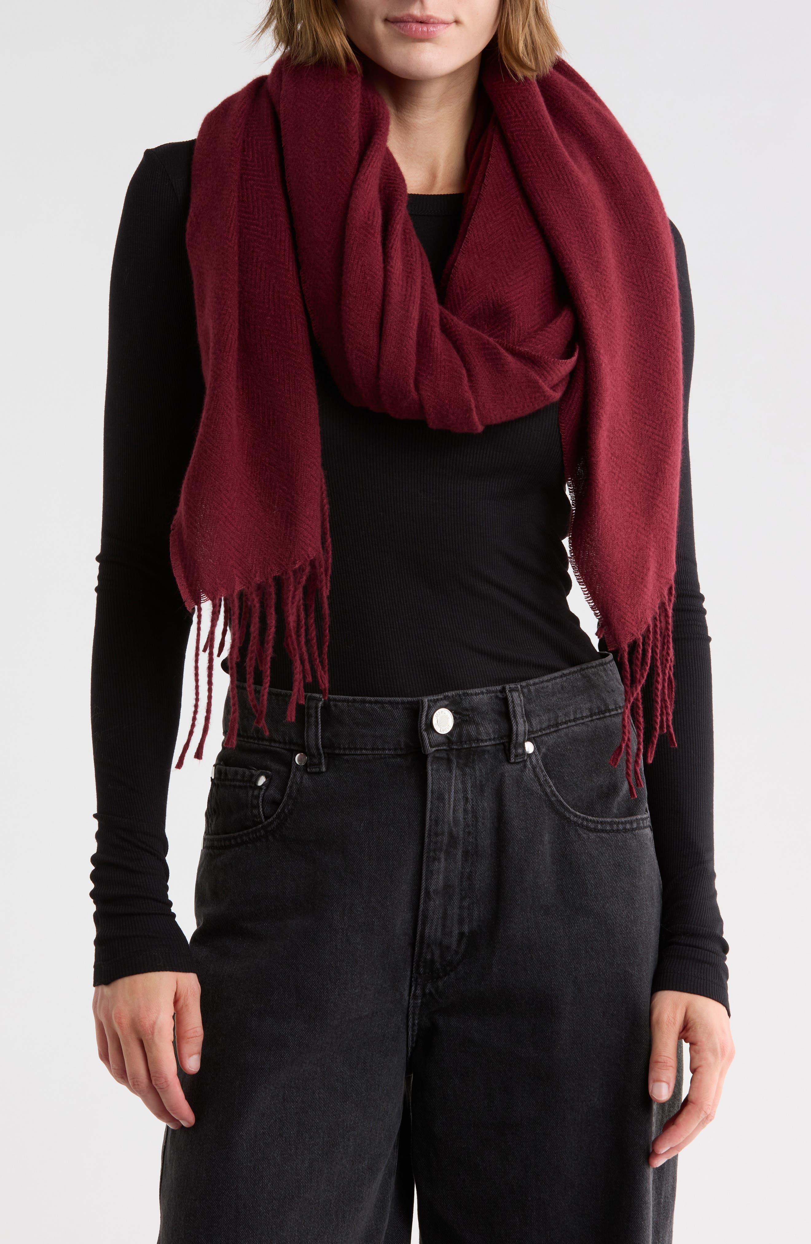 Brushed Herringbone Wrap Scarf
