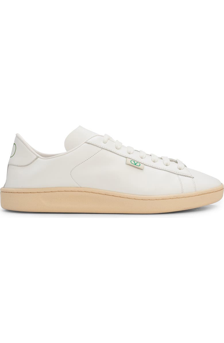 Valentino Garavani Calfskin Leather Sneaker, Alternate, color, Bianco/ Green Briar/ Bianco