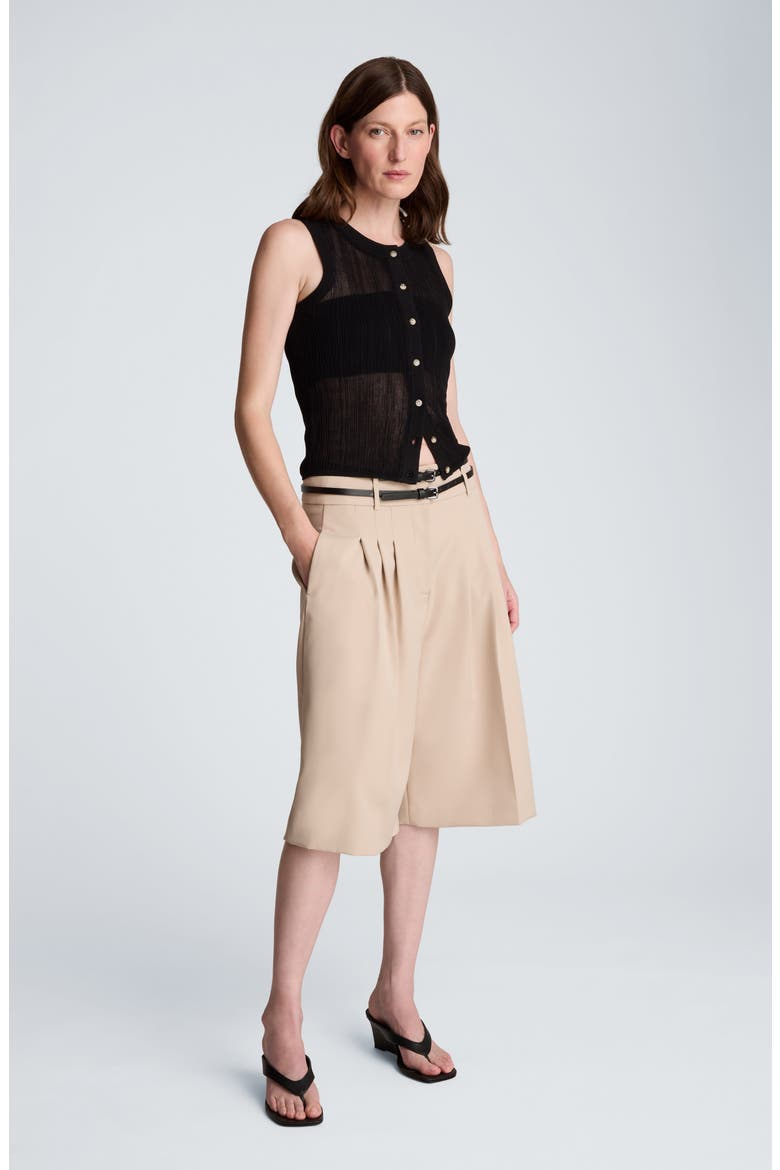Belted Pleated Bermuda Shorts, Alternate, color, TIMELESS TAUPE