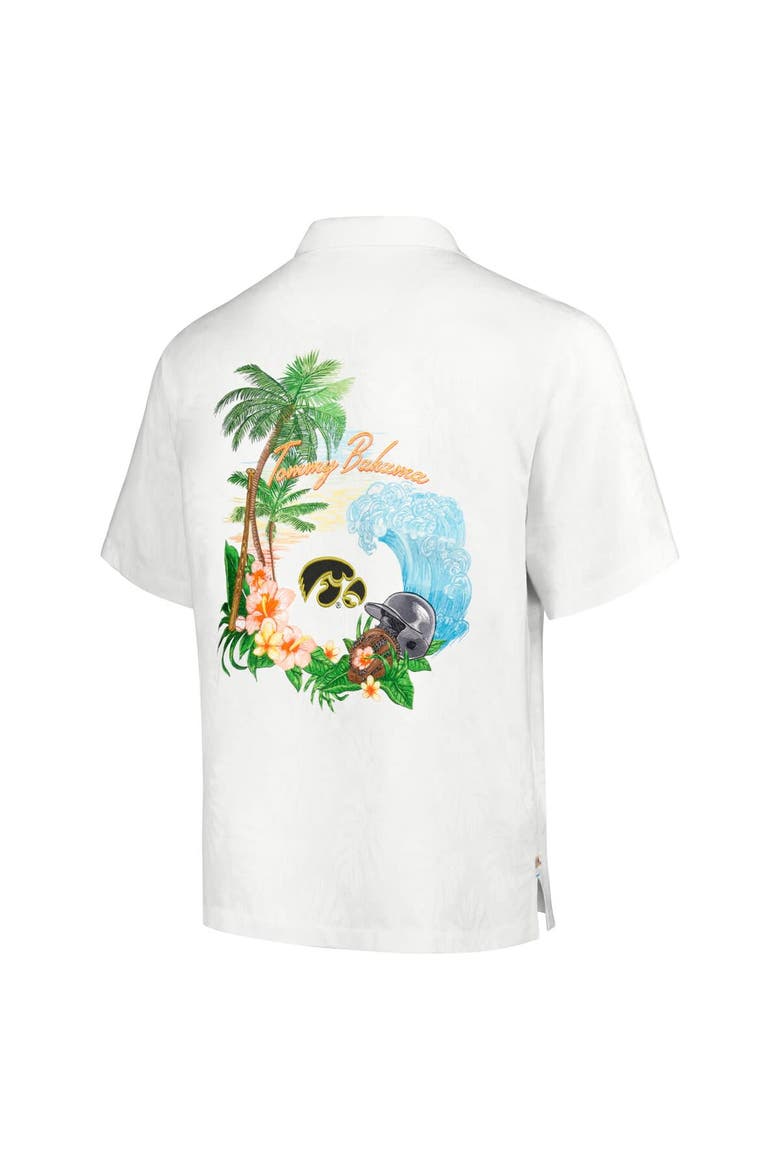 Men's Tommy Bahama White Iowa Hawkeyes Castaway Game Camp Button-Up Shirt, Alternate, color, White