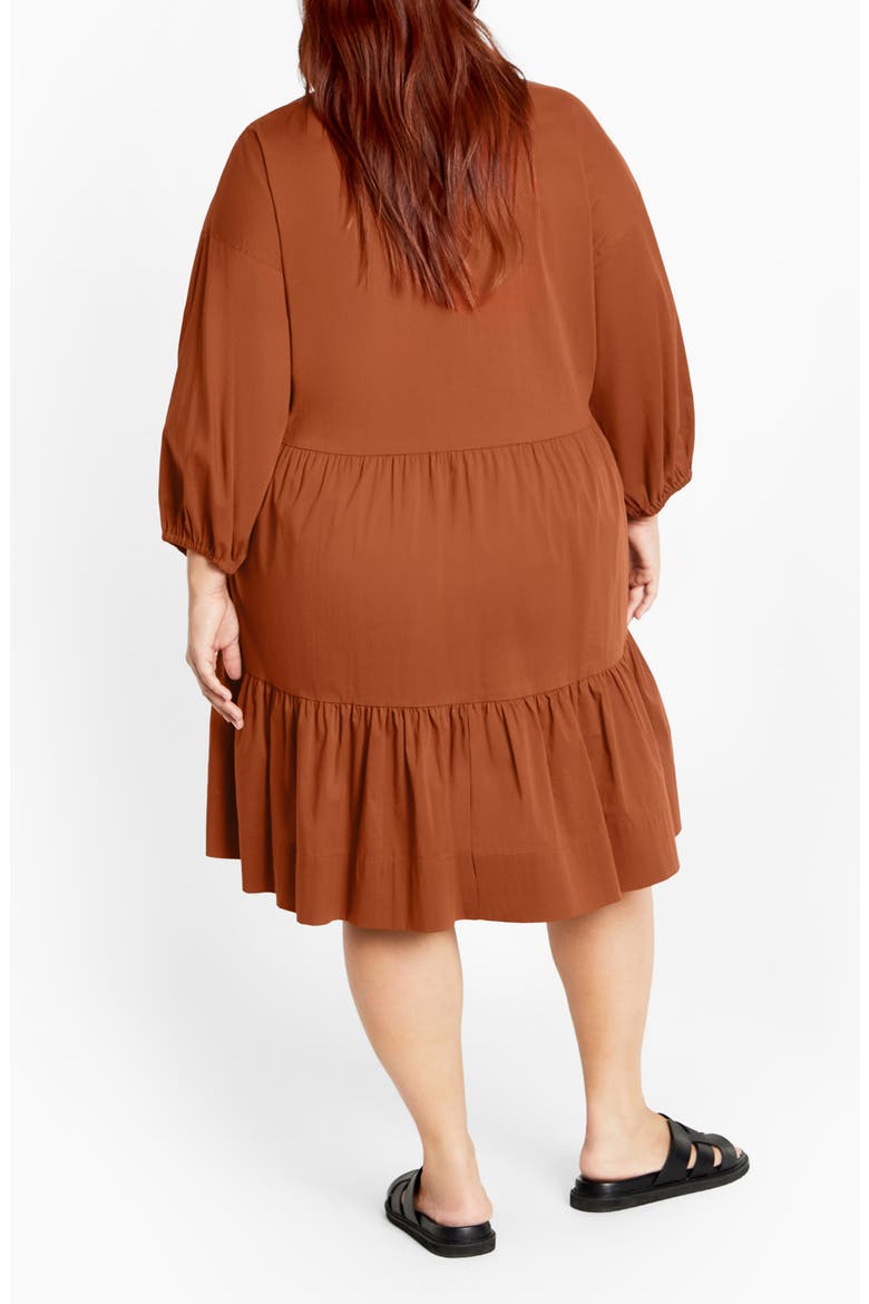 Kiara Balloon Sleeve Tiered Shirtdress, Alternate, color, TOFFEE