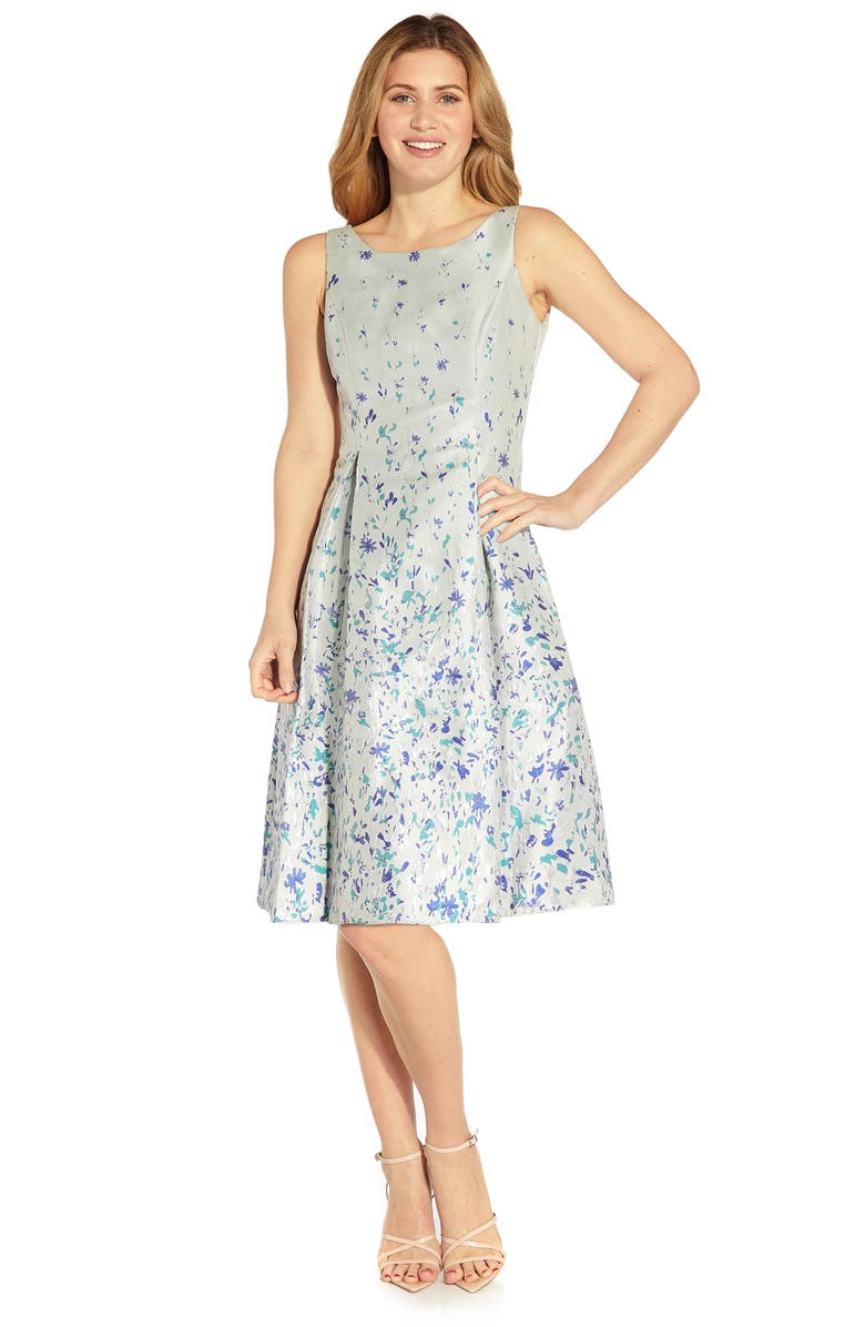 Adrianna Papell Floral Jacquard Fit & Flare Dress, Alternate, color, 