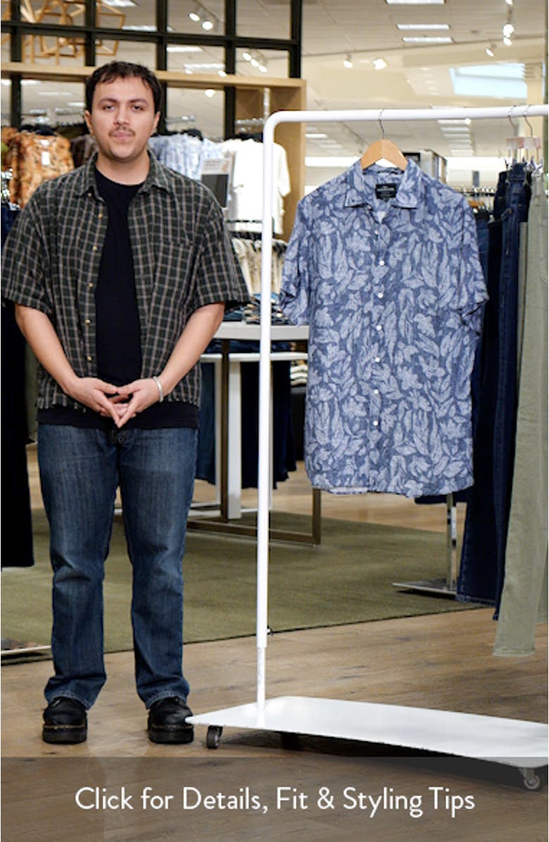 Glen Afton Floral Short Sleeve Linen Button-Up Shirt, sales video thumbnail