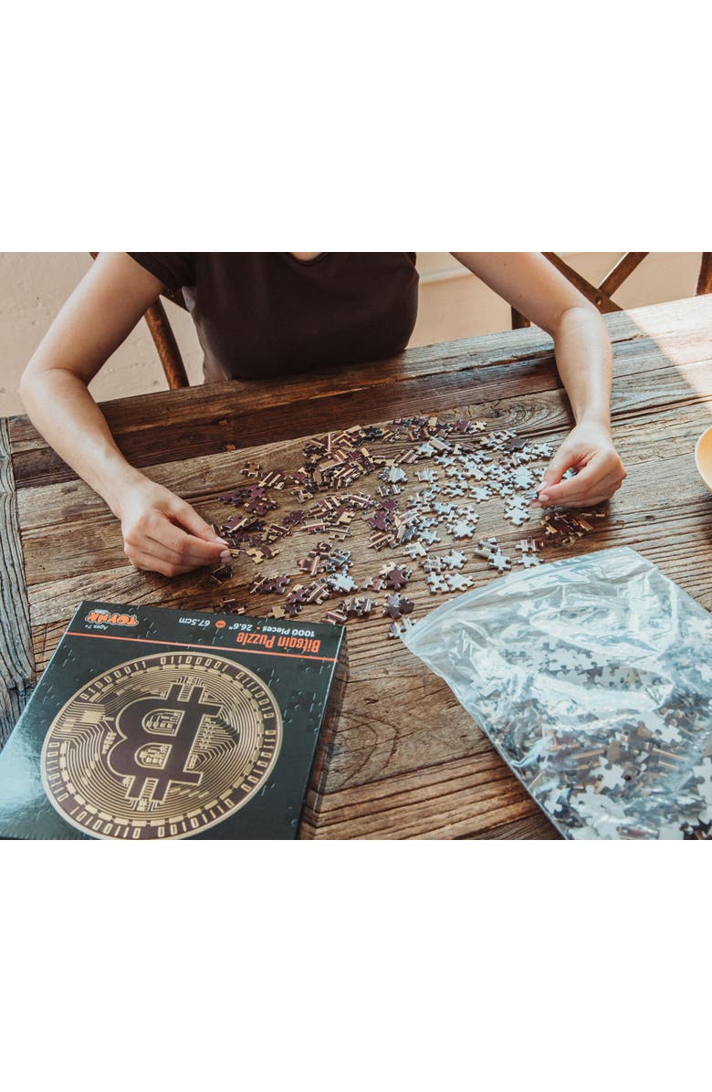 Toynk Bitcoin 1000-Piece Round Jigsaw Puzzle | Toynk Exclusive, Alternate, color, Brown