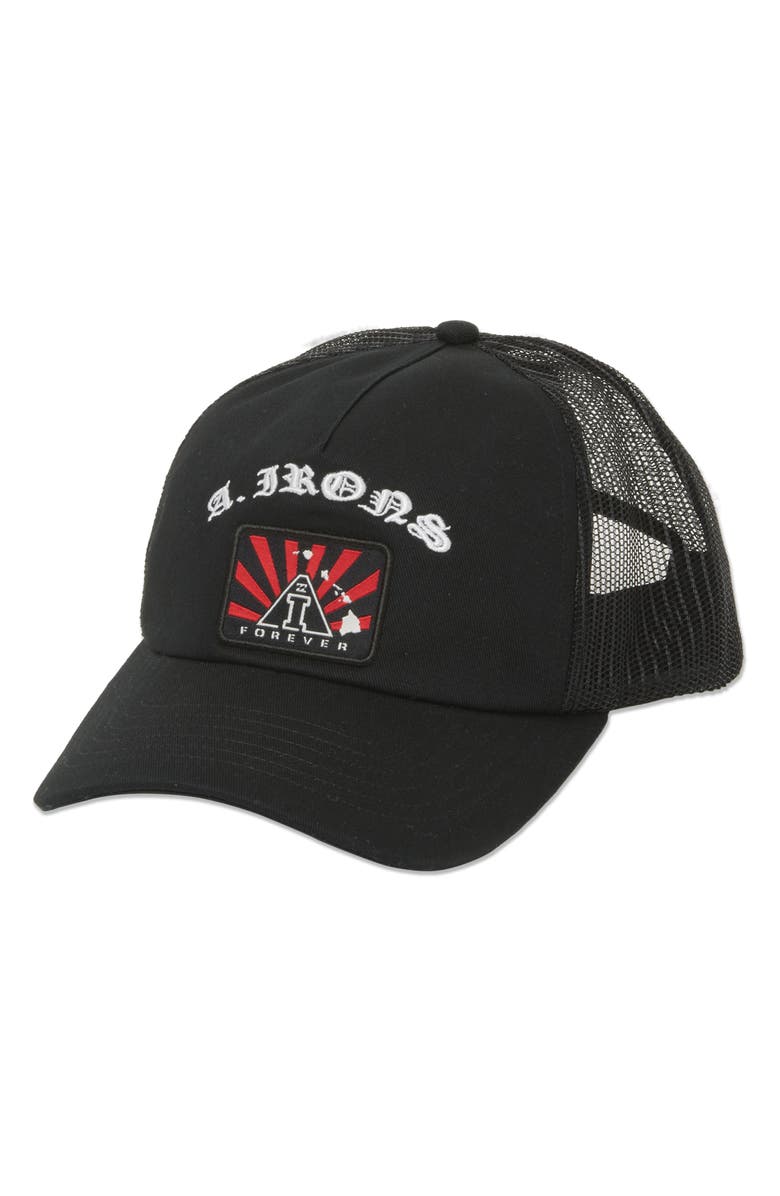 Billabong A.I. Rising Sun Snapback Trucker Hat, Main, color, Black