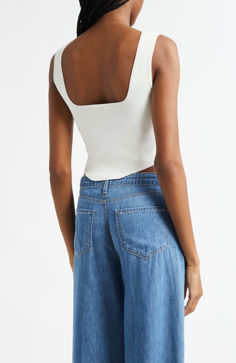 L'AGENCE Saga Square Neck Tank, Alternate, color, Ivory/ Gold