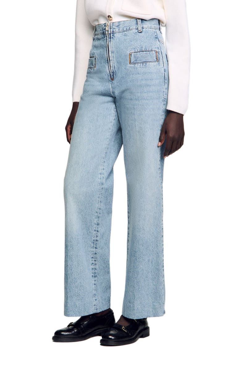 SANDRO Wide-leg jeans, Main, color, Blue Jean