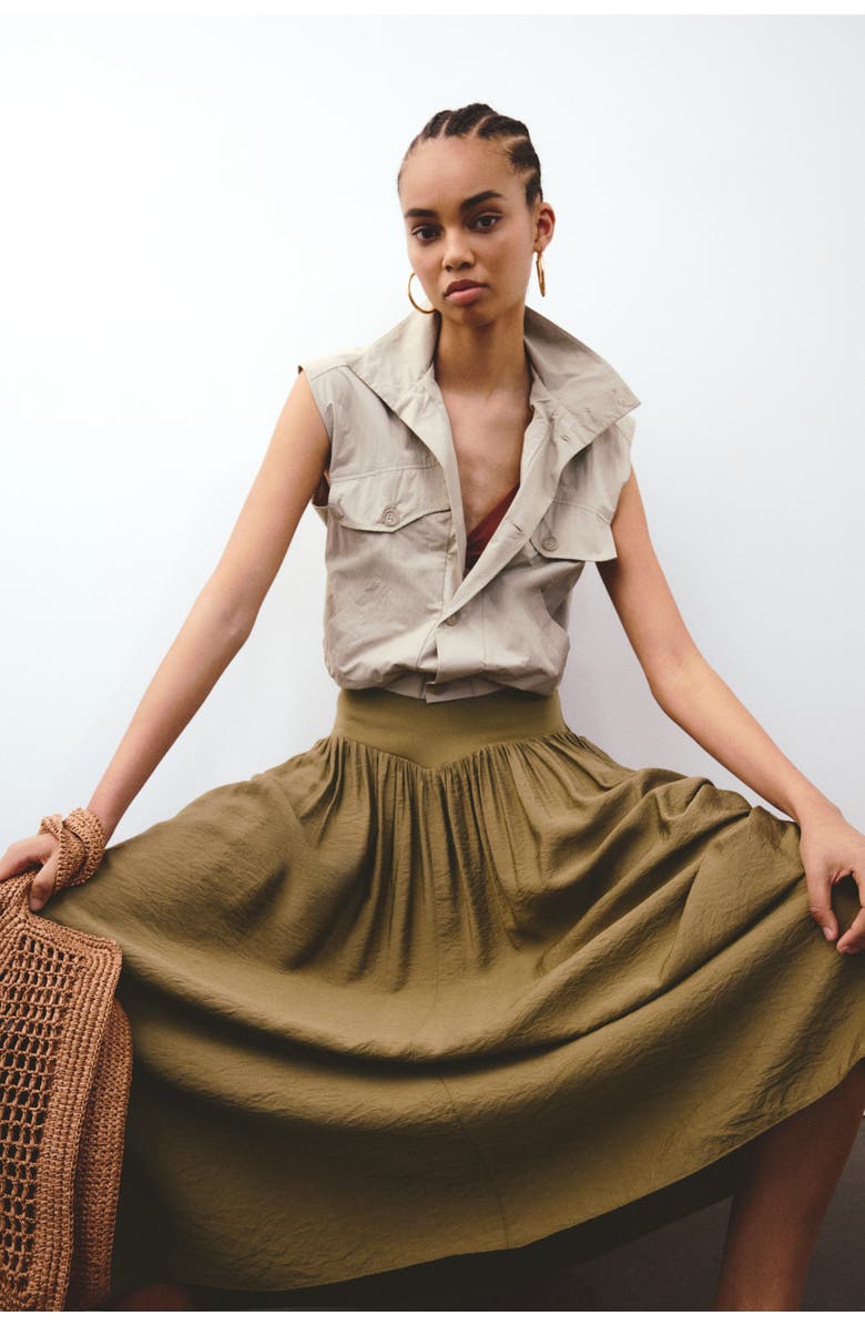 H&M Maxi skirt, Alternate, color, Khaki Green