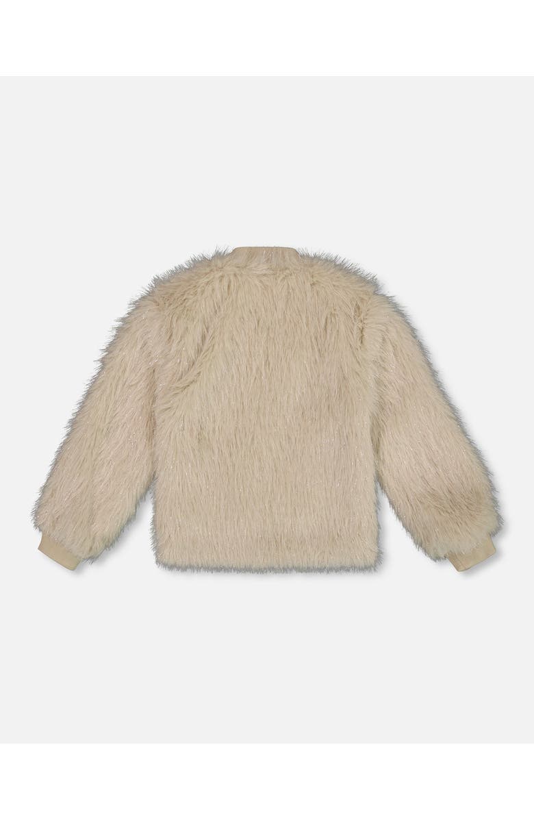 Deux par Deux Short Faux Fur Coat, Alternate, color, Beige