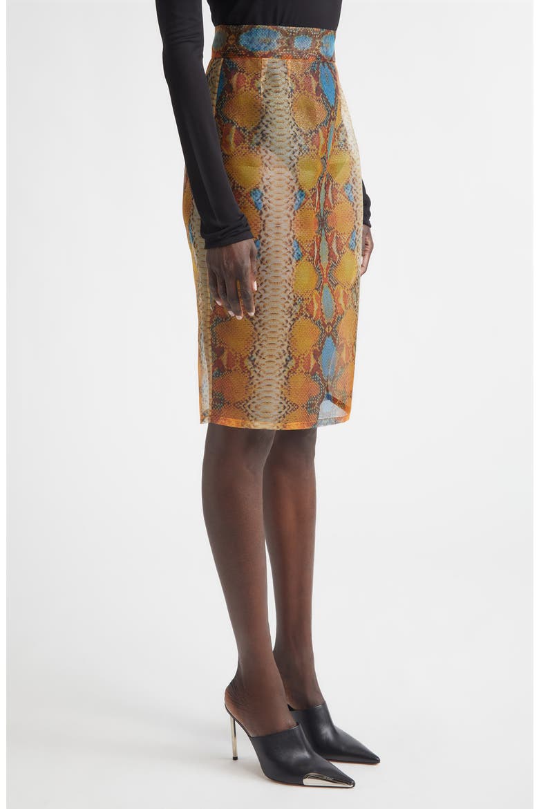 Shimmer Snakeskin Print Sheer Pencil Skirt, Alternate, color, SNAKE
