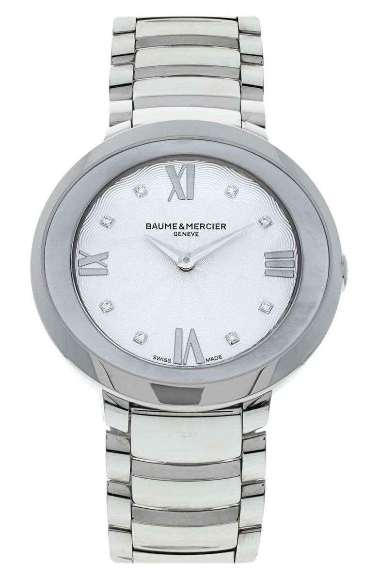 Watchfinder & Co. Baume & Mercier Preowned 2015 Promesse M0A10178 Diamond Bracelet Watch, 34mm, Main, color, Silver