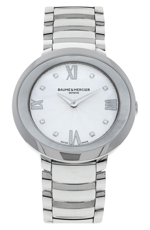 Baume & Mercier Preowned 2015 Promesse M0A10178 Diamond Bracelet Watch, 34mm