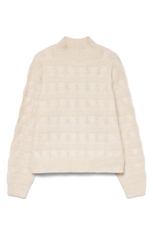 Vero Moda Virgo Cable Stripe Mock Neck Sweater In Brown