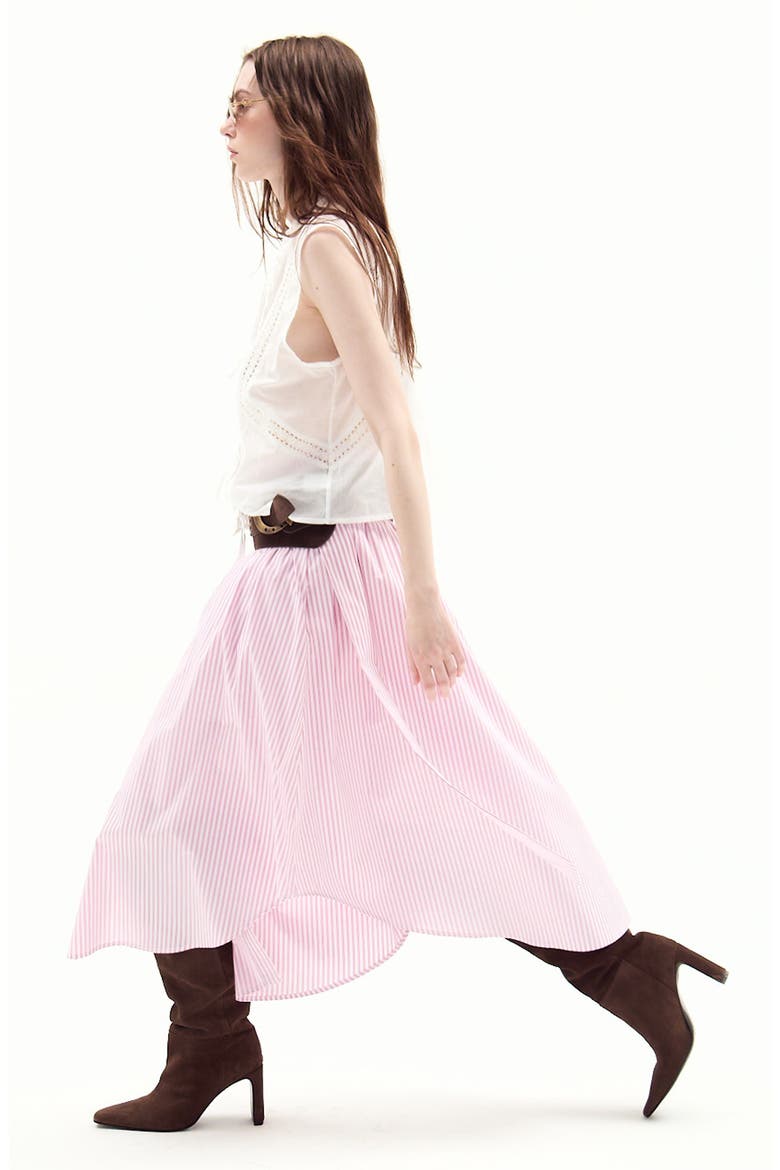 Chania Cotton Blend Midi Skirt, Alternate, color, STRIPED PINK