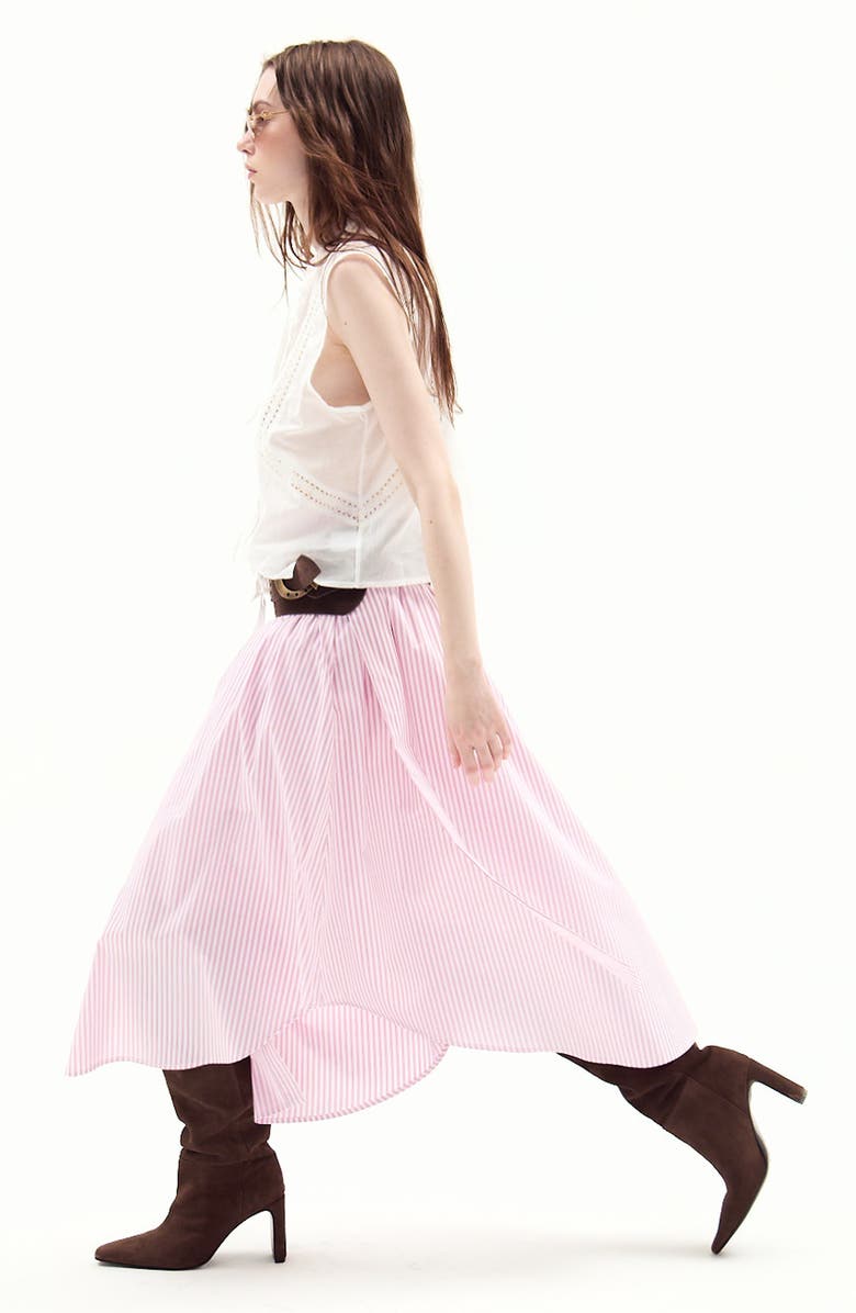 DELUC Chania Cotton Blend Midi Skirt, Alternate, color, Striped Pink