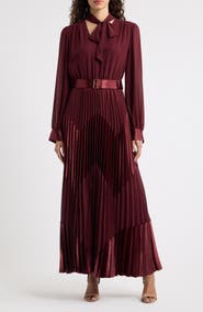 Elie Tahari The Carrie Pleated Chiffon Dress