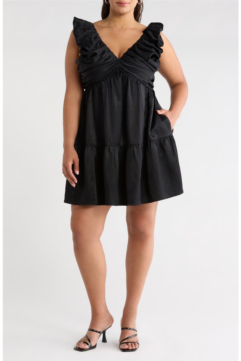Tiered Minidress, Main, color, BLACK