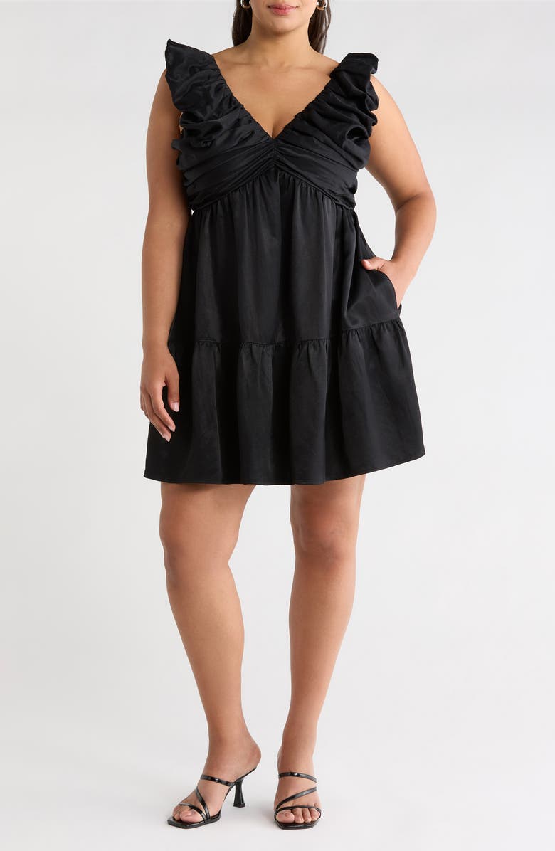 Chelsea28 Tiered Minidress, Main, color, Black
