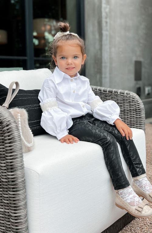 Petite Maison Kids Vegan Printed Leather Leggings In Black