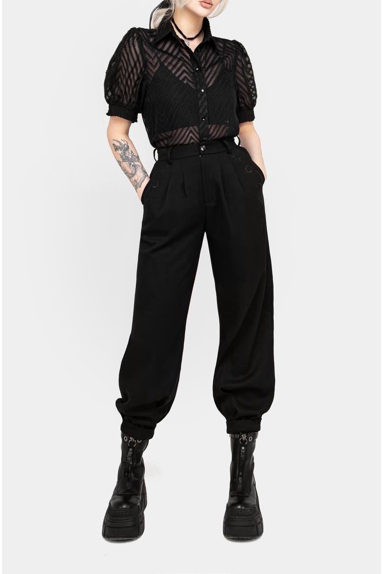 Dianne Embroidered Balloon Trousers, Alternate, color, Black