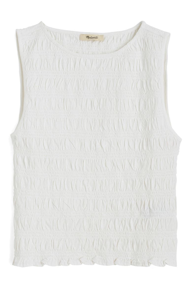 Smocked Tank Top, Alternate, color, WHITE