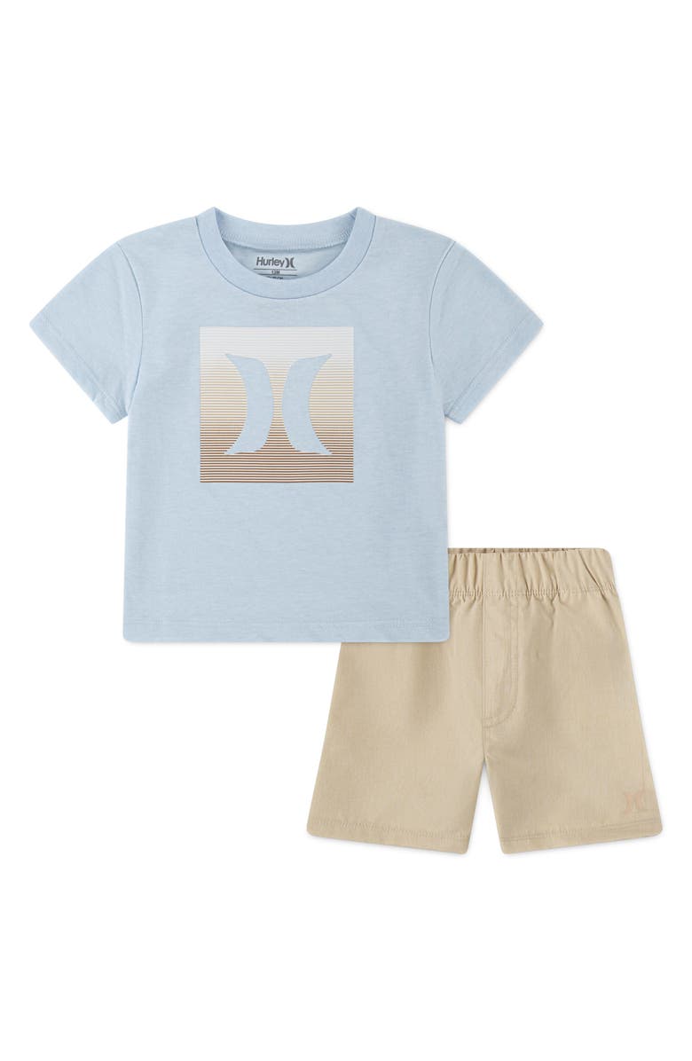 Hurley Icon Ombré Logo T-Shirt & Twill Shorts Set, Main, color, 