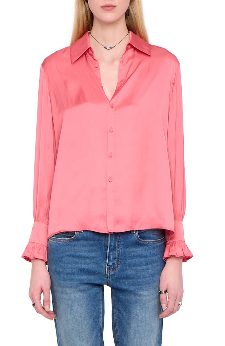 Zadig & Voltaire Thely Satin Shirt, Main, color, Tea Rose